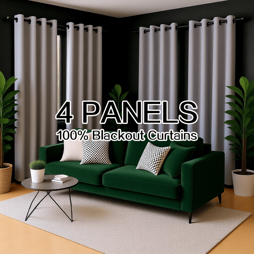 Blackout Curtains 4 Panels 100% Light Blocking Thermal Insulated Noise Reducing Grommet Window Curtains for Bedroom Living Room Balcony Multiple Sizes