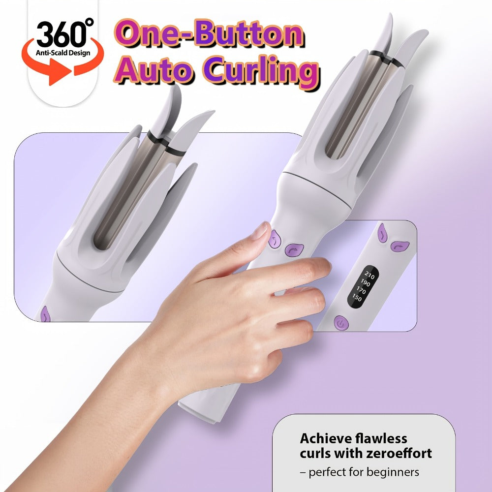 Automatic Hair Curler 28mm Barrel Negative Ion Technology 4 Temperature Settings Fast Heating Portable Travel Hair Curling Wand for Easy Curls Women Gift