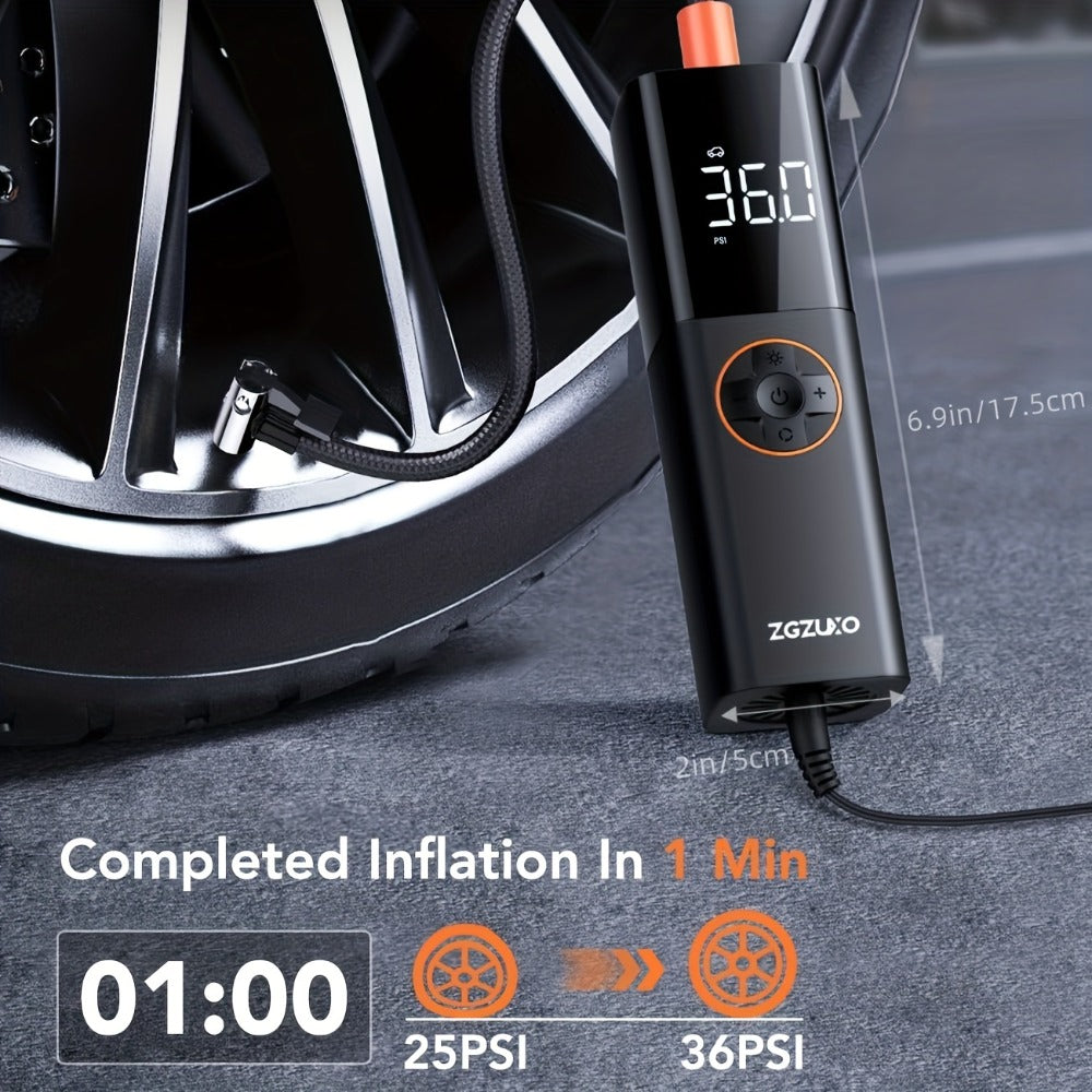 Tire Inflator Air Compressor 150PSI 12V DC Corded with LCD Display, Auto Shut-Off, 4 Preset Modes, LED Light, 9.8ft Power Cord for Car Motorcycle Bicycle Tires Sports Balls Roadside Emergency