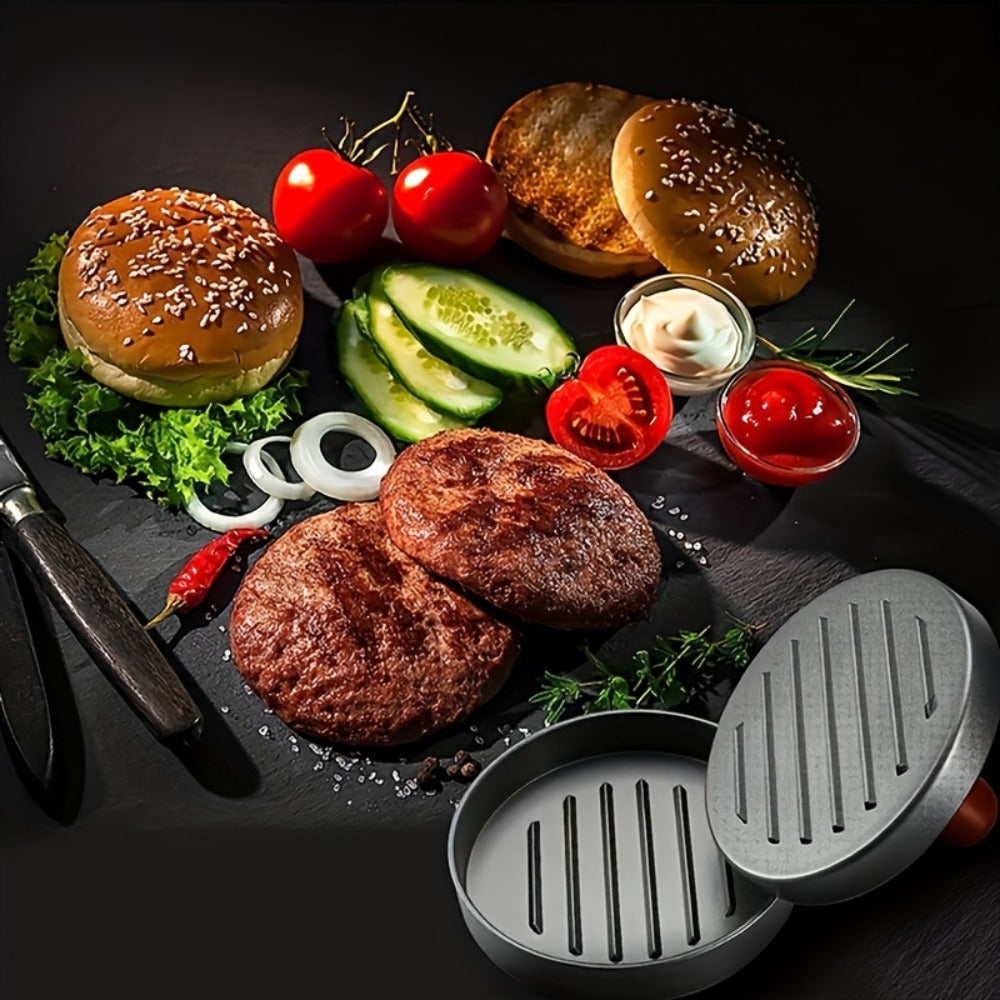 Burger Press Patty Maker 2-Pack, Non-Stick Hamburger Press Mold for Beef, Chicken, Fish & Poultry, Heavy-Duty Round Patty Maker with Easy-Release Mechanism for Home & Professional Kitchen Grilling