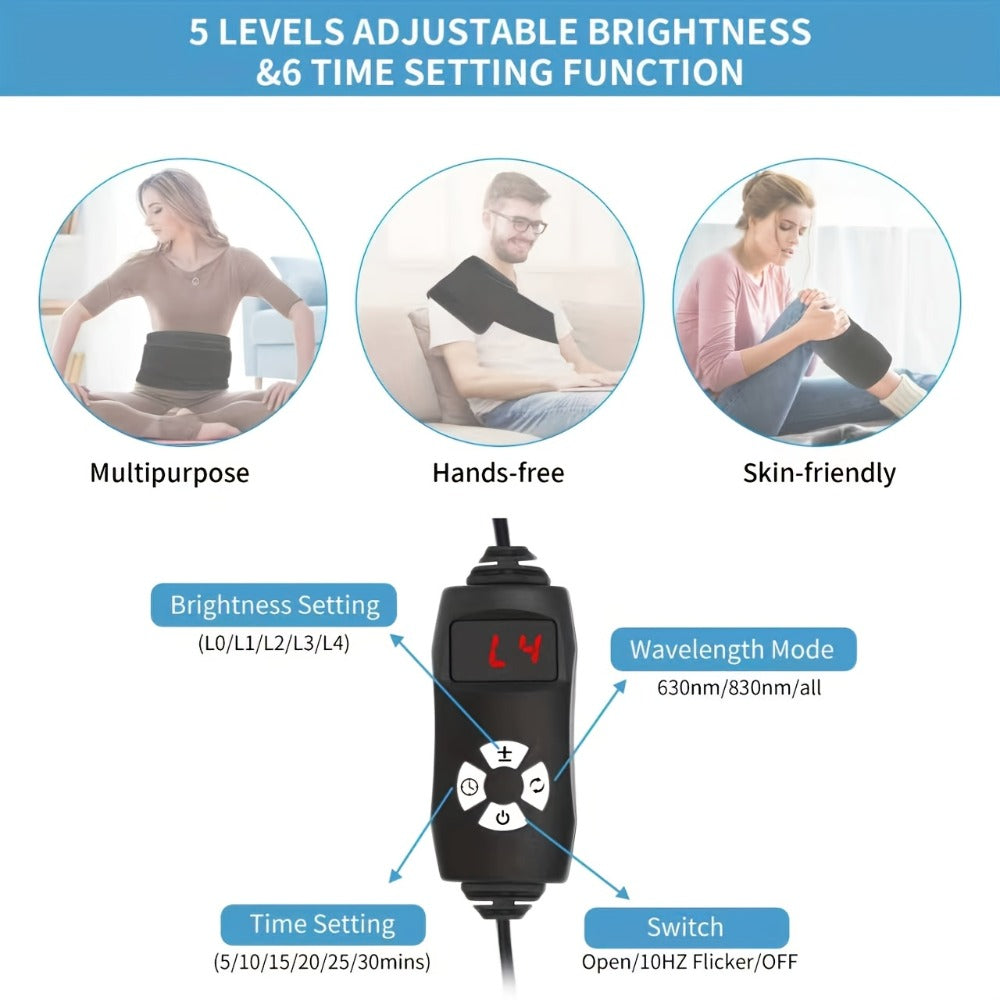Red Light Therapy Pad Wearable Wrap with Timer ¨C Low Voltage Portable Infrared Light Device for Back, Waist, Shoulder & Knee Pain Relief, At-Home Body Recovery Wrap, Father's Day Gift, Black