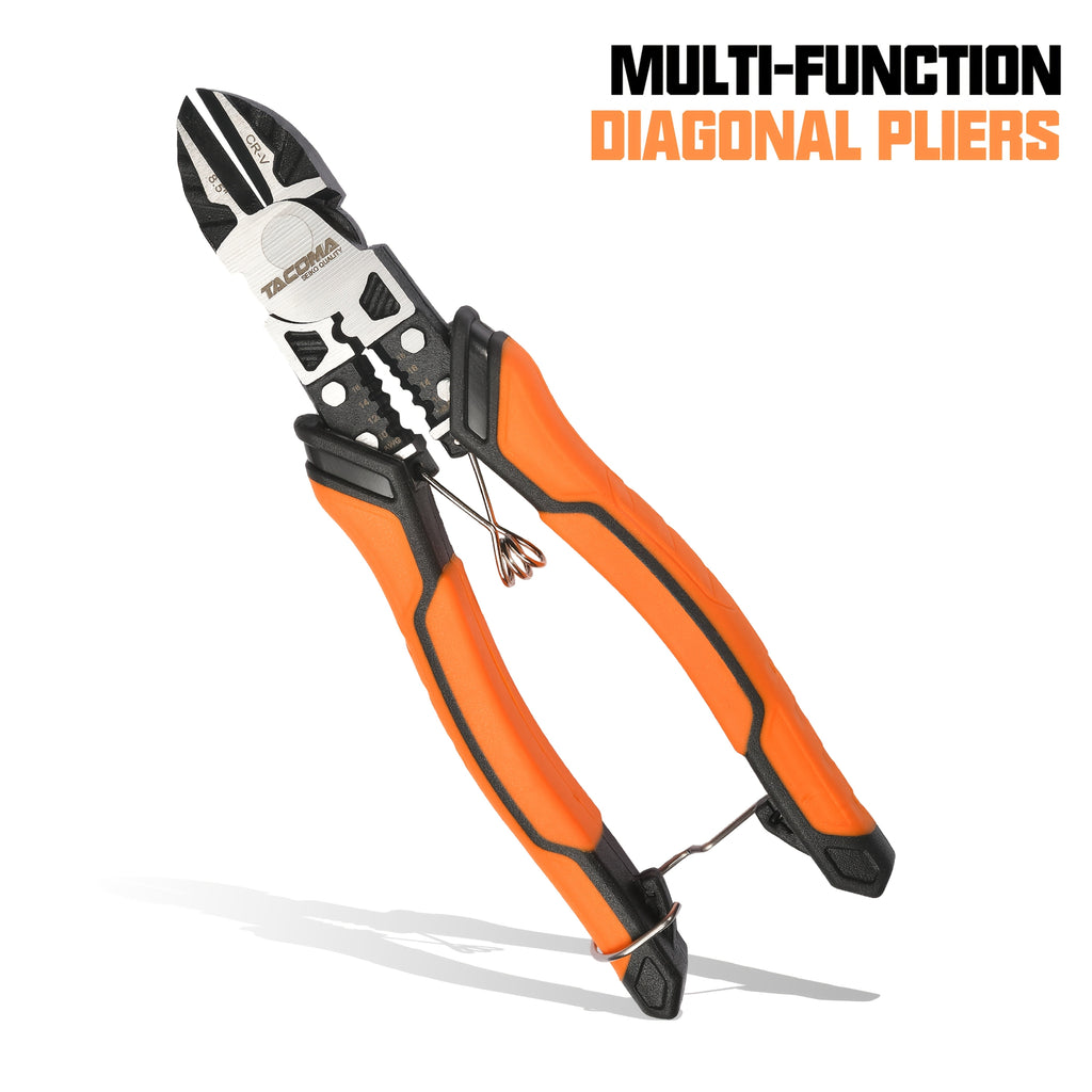 Pliers Set 9-in-1 Multi-Function Industrial Grade, 8.5¡± Lineman Pliers, 8.5¡± Long Nose Pliers, 8¡± Diagonal Side Cutters, CRV Steel TPR Handle Wire Stripper Crimper Cutter for Electrical & Auto Repair