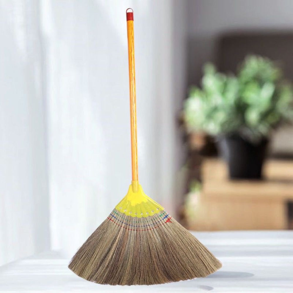 Natural Miscanthus Broom Handmade Thai Style Extra Long Heavy Duty Home Cleaning Broom Asian Grass Soft Bristle Cultural Decor