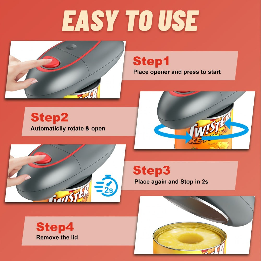 Automatic Can Opener Hands-Free | Electric Battery-Powered One-Touch Can Opener for All Can Sizes, Safe Smooth Edge, Food-Safe Portable Kitchen Tool ¨C No Sharp Edges, Easy to Use, Multiple Colors