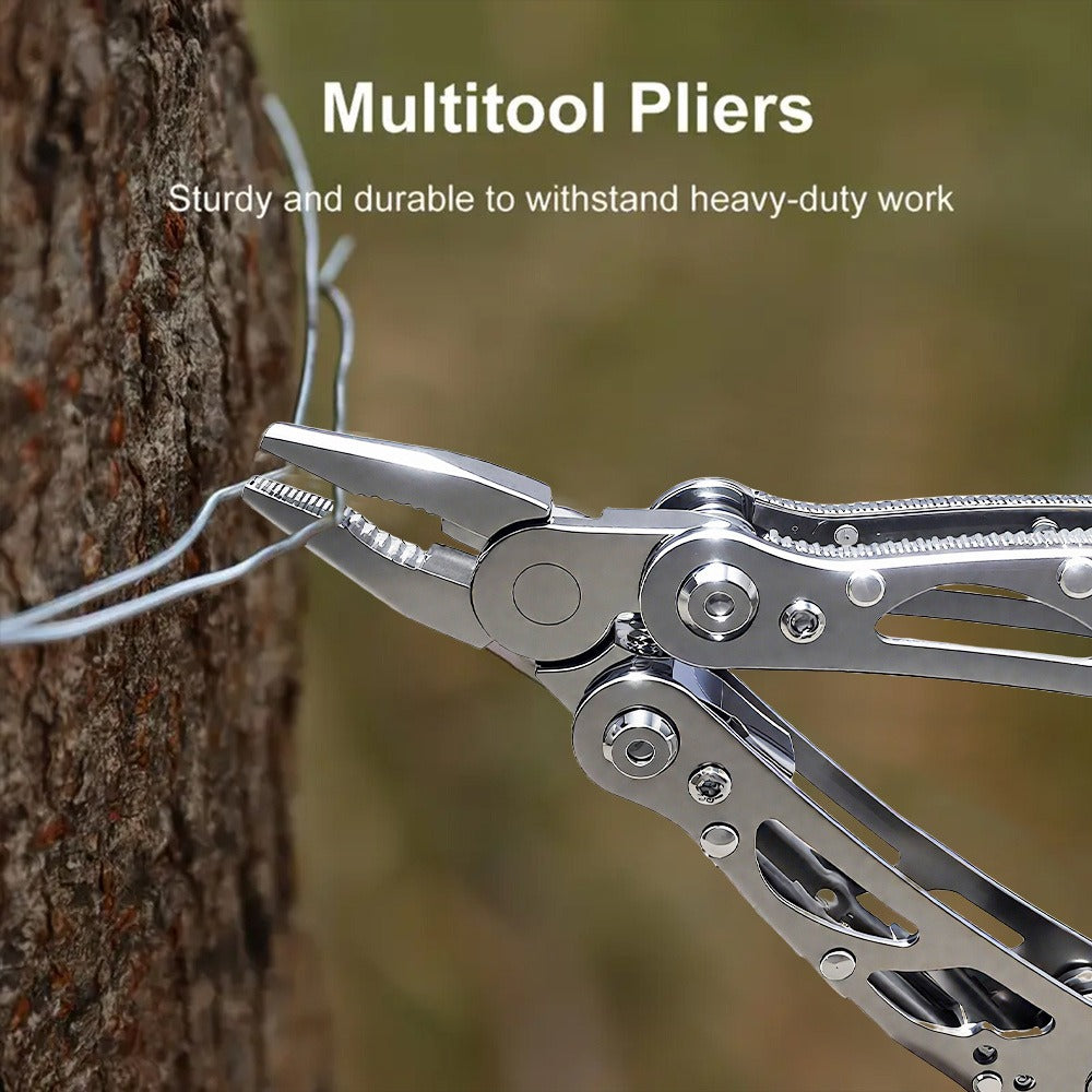 Multitool Pliers Folding Pocket, Carbon Steel Multi-Function Pliers with Wire Cutter Screwdriver & Anti-Slip Handle, Compact Multipurpose Tool for Camping, Fishing, Outdoor Survival & Home Repair