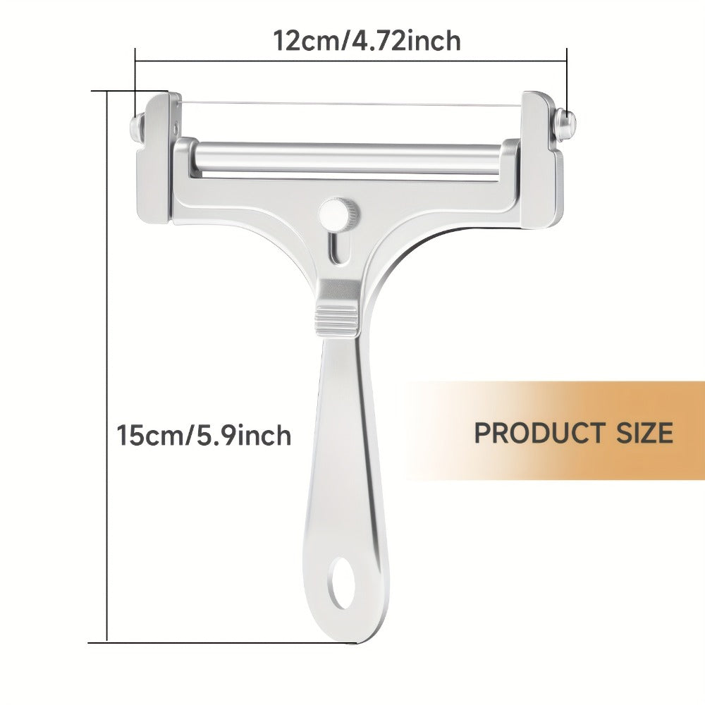 Cheese Slicer Adjustable Thickness 2-Pack, Stainless Steel Wire Cheese Cutter for Hard & Soft Cheese, Manual Kitchen Cheese Cutting Tool for Home Charcuterie Board Entertaining