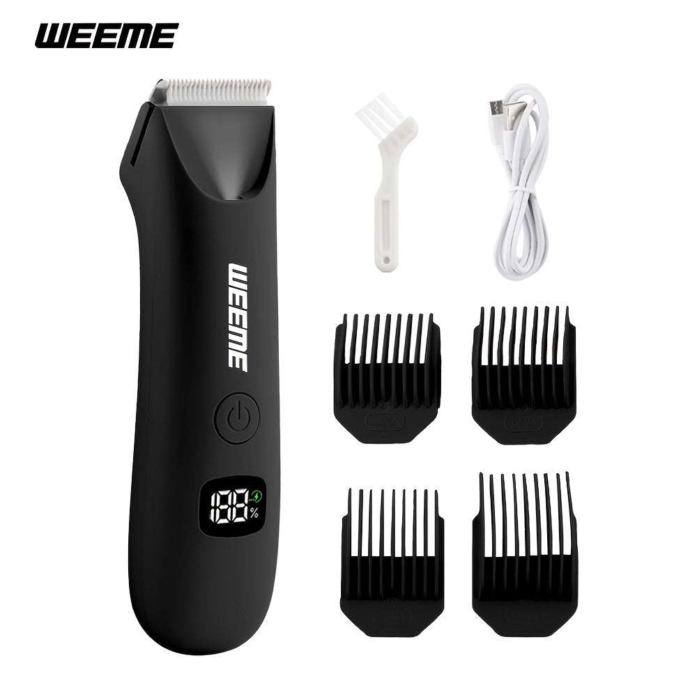 Men's Body Hair Trimmer USB Rechargeable - Chest, Leg & Armpit Hair Trimmer with LCD Display & LED Light, Cordless Electric Body Groomer for Men, Gift for Dad, Husband, Son, Birthday & Father's Day