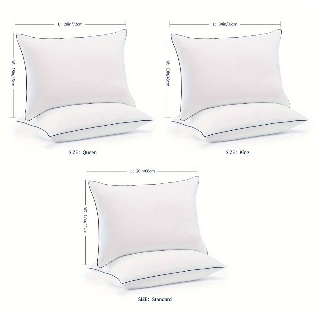 Hotel Quality Sleep Pillows Firm Support Cool-to-Touch Fiber Fill 2/4 Pack - Back Stomach Side Sleeper Pillow Set Soft Breathable Bed Pillows Standard Queen King Size