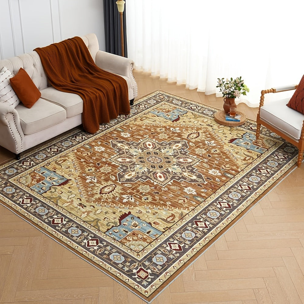Area Rug Boho Vintage Washable Non-Slip Rug for Living Room Bedroom Traditional Woven Carpet Home Decor
