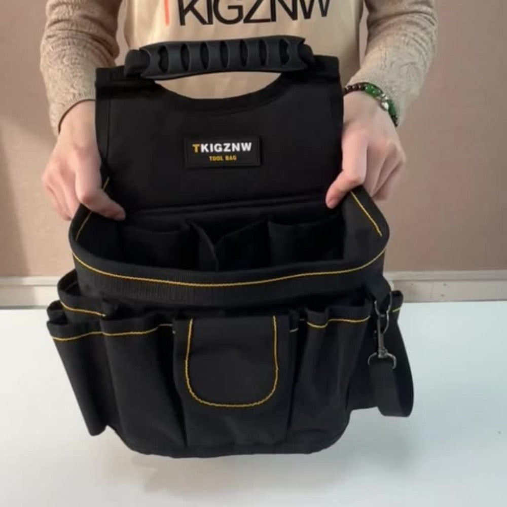 Tool Belt Bag Heavy Duty - 18-Pocket Large Capacity Tool Organizer Pouch with Wide Mouth Opening, Heavy-Duty Polyester for Construction, Plumbing, Electricians, DIY Projects & Professional Home Use