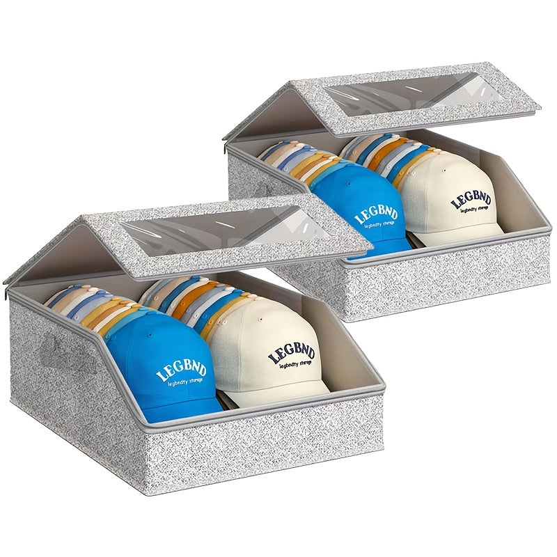 Stackable Baseball Cap Storage Box Organizer | Dustproof Cardboard Hat Box Holds 24 Caps | 1/2 Pack