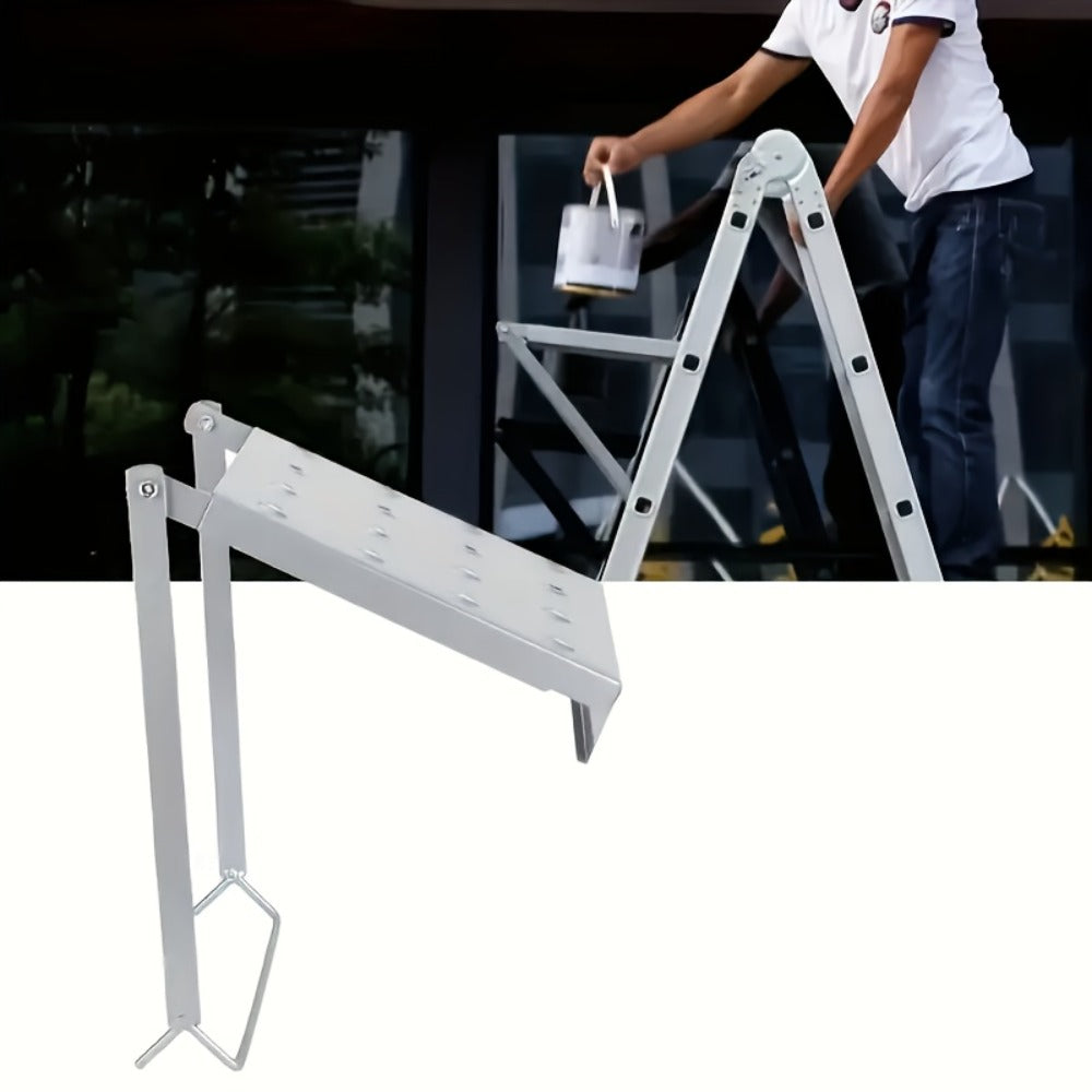 Ladder Platform Scaffold Board 400 lb Heavy Duty Non-Slip Work Tray Retractable Workstation Tool Tray Attachment for Extension Ladders Easy Install Silver