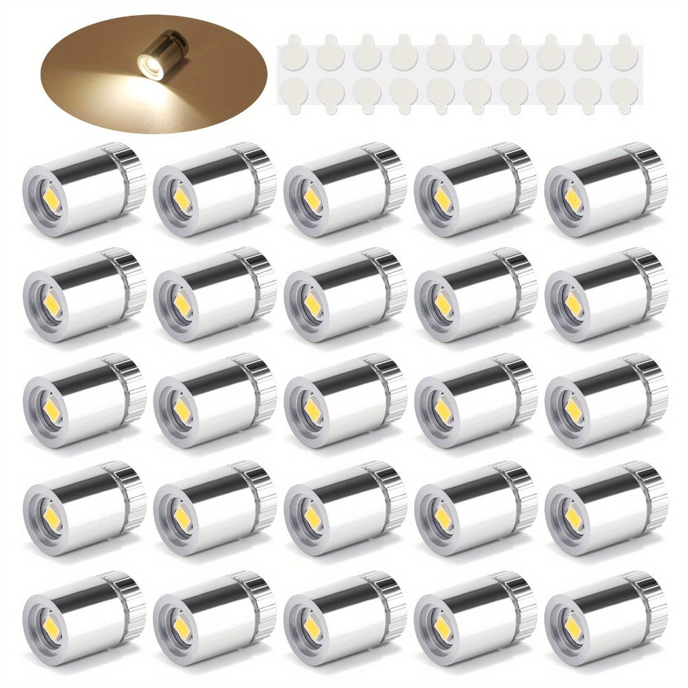 Mini Spotlight Battery Operated LED 20 Pack - Cordless Miniature Spot Lights for Artwork, Paintings, Jewelry, Display Cases, Handicrafts, Models & Puzzles (Green / Red / RGB / Blue)