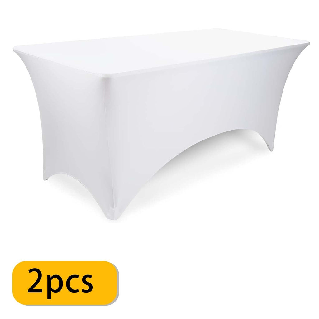 Spandex Tablecloth for 6 ft Rectangle Tables ¨C Elastic Fitted Table Cover for Events, Parties, Weddings & Banquets ¨C Wrinkle-Free Stretch Fabric in Black, White & Red, Indoor & Outdoor Use
