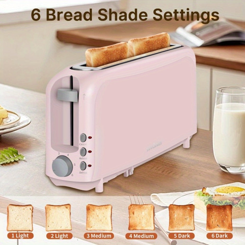 2 Slice Slim Toaster with 6 Shade Settings, Cancel Reheat Defrost Functions, Removable Crumb Tray ¨C Compact 750W Bread Toaster for Kitchen Counter, Fits Bread Waffle Bagel