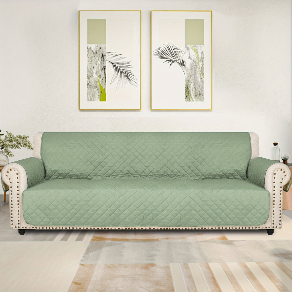 Sofa Slipcover 5-Layer Quilted Thick Sofa Cover Protector Elastic Strap Non-Slip Washable Pet Friendly Universal Fit 3 4 Seater Couch Cover for Living Room - 10 Colors