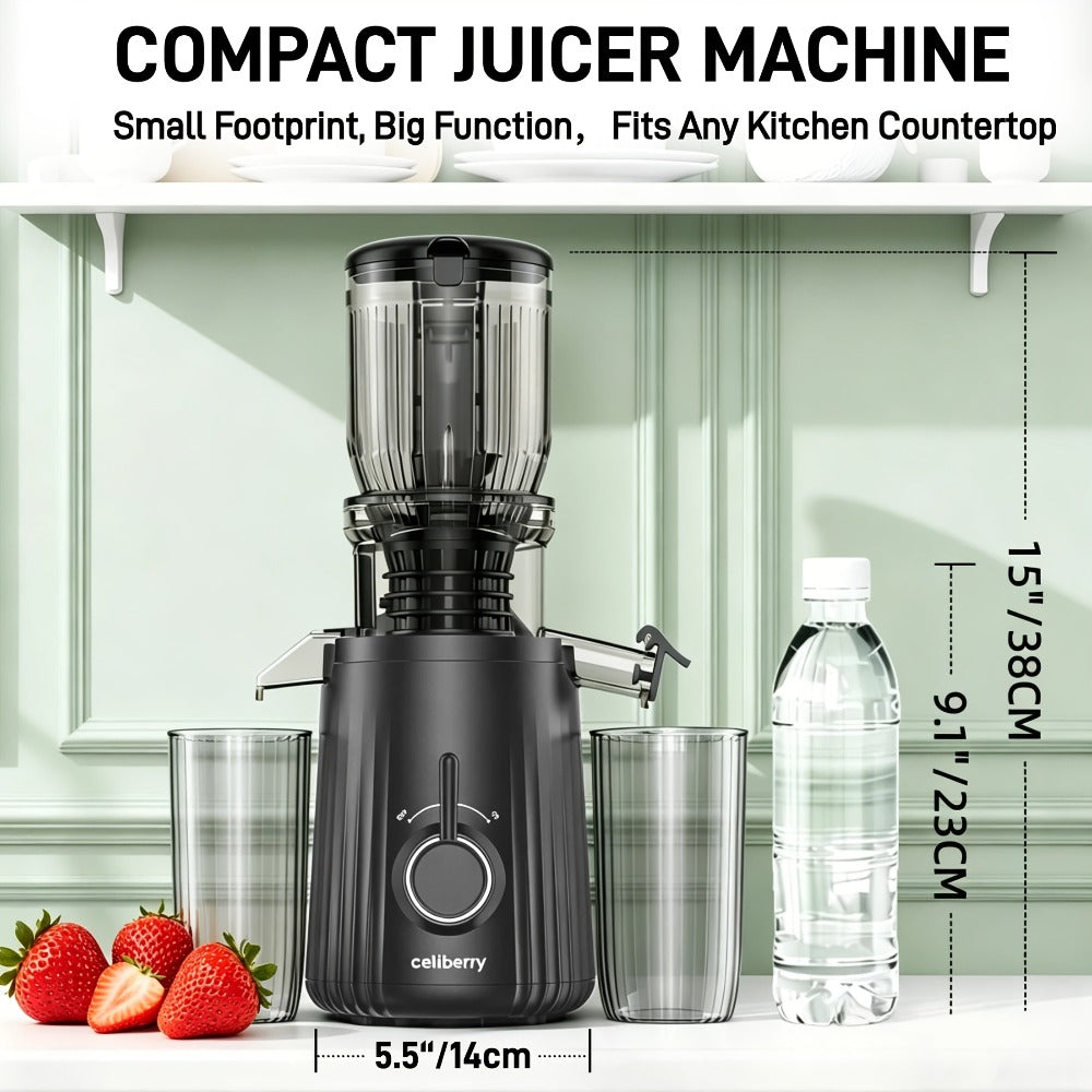 Masticating Juicer Cold Press - 4.25¡± Wide Feed Chute Auto-Feed Slow Juicer for Whole Fruits & Vegetables, 98% Juice Extraction, Quiet Motor, Easy to Clean, Compact for 1-2 People, Multiple Colors