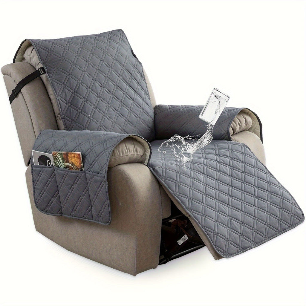 Recliner Chair Cover Waterproof Dual-Layer with Side Pockets Non-Slip Scratch Resistant Machine Washable Pet Protection 11 Colors