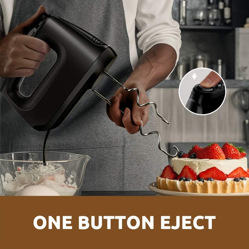 Electric Hand Mixer 250W 6-Speed Turbo - Heavy Duty Motor with 5 Stainless Steel Attachments, Snap-On Storage Case, for Whipping, Mixing Cookies, Cakes & Dough, Black, Blue or Silver