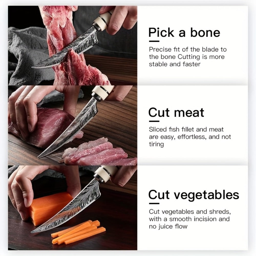 Butcher Knife Professional Bone-In Meat Cleaver Razor Sharp Blade with Patterned Design & Ergonomic Comfort Grip Handle ¨C Heavy Duty Kitchen Chef Knife for Poultry & Meat Cutting