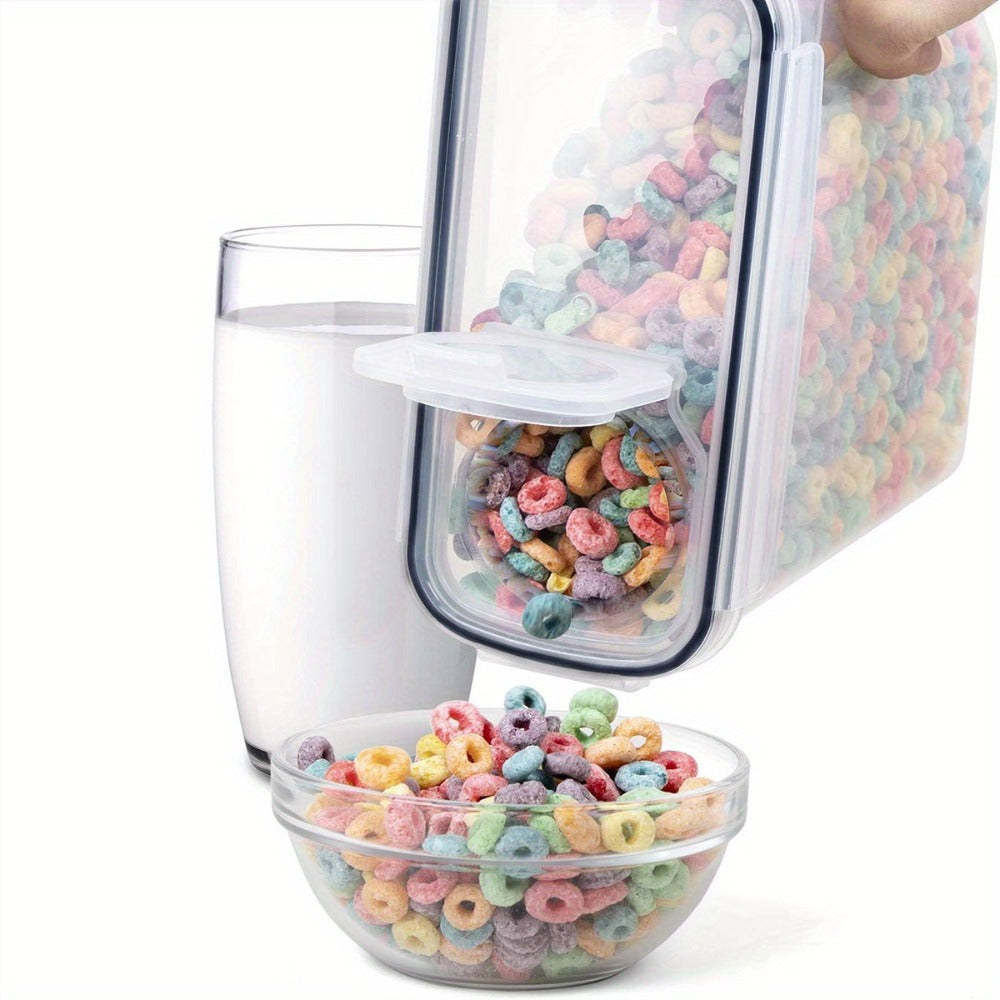 Clear Food Storage Jars with Lids 8 Piece Set - Airtight Moisture Proof Sealed Containers for Cereal Rice Salt Pepper Tea Nuts and Coffee Beans, BPA-Free Plastic Kitchen Pantry Canisters, Available in 84.54oz or 1.06 Gallon, 4 Jars and 4 Lids