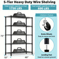Metal Storage Shelving Unit Heavy Duty Adjustable 4 5 Tier Steel Shelf Rack for Garage Kitchen Pantry Workshop Black Chrome MZG