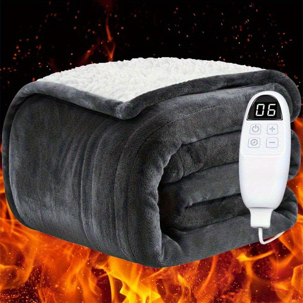 Electric Heated Blanket Flannel Sherpa - 6 Heat Settings, 10-Hour Auto Shutoff, Quick Heating, Machine Washable, ETL & FCC Certified, Twin Full Queen, Winter Comfort for Home Bed Couch Office