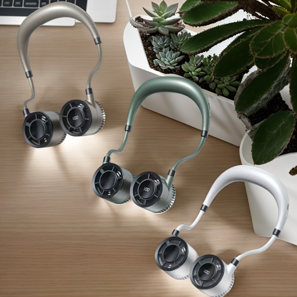 Neck Fan Wearable USB Rechargeable Hands-Free Personal Fan Ultra-Quiet Adjustable Speed Strong Wind for Home Office Outdoor Travel Commute