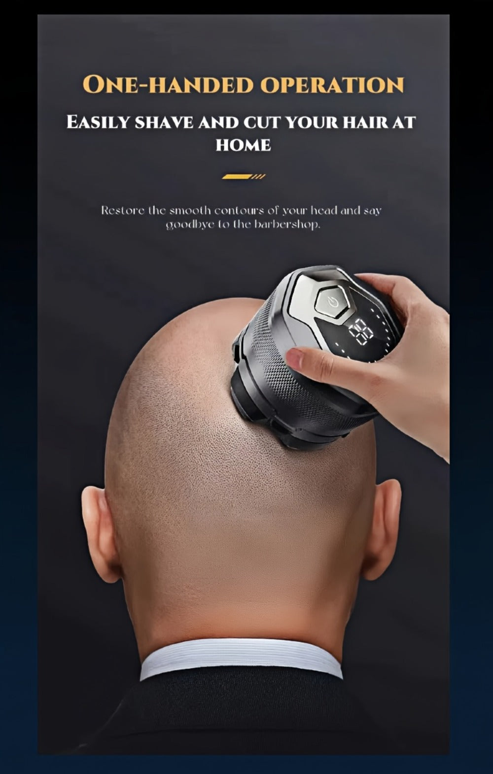 Head Shaver for Bald Men 6-Blade Electric Head Razor Magnetic Floating Blades USB-C Rechargeable 1400mAh LED Display Travel Lock 2-Speed Skin-Friendly Gift for Dad Boyfriend