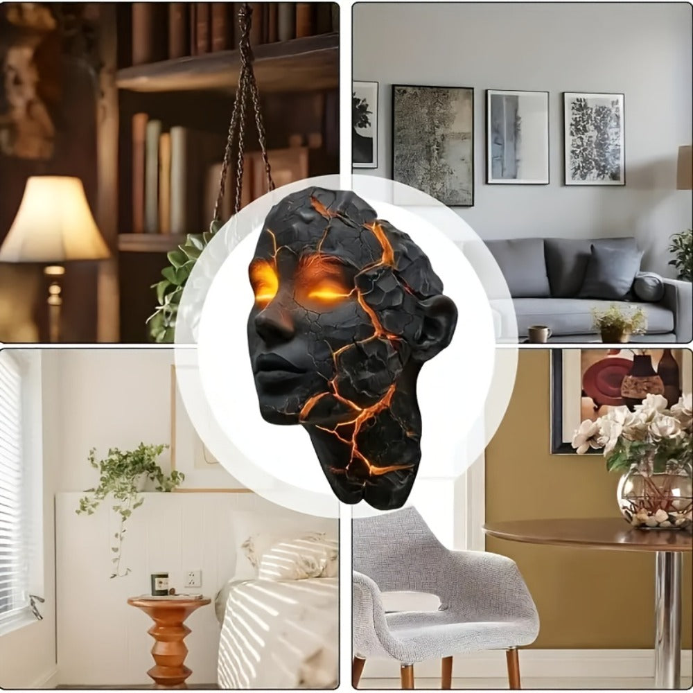 3D Shattered Soul Wall Lamp ¨C LED Night Light Cracked Face Phantom Effect USB Powered Resin Wall Light for Bedroom Living Room Bar Cafe Home Decor, Easy Install Gothic Aesthetic Atmosphere Lamp