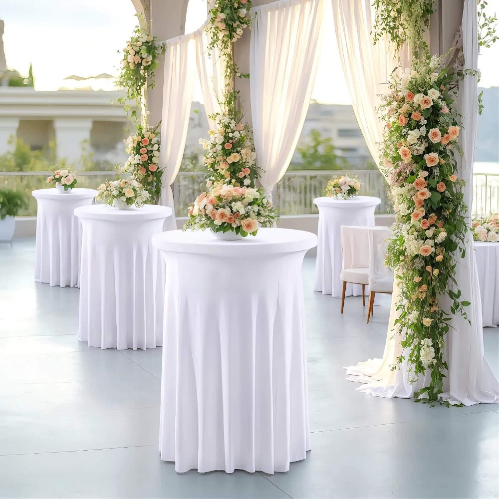 Spandex Cocktail Table Cover Round Stretch Tablecloth for Party Wedding Banquet ¨C Elastic High Top Table Cloth Fitted Cover for Events, Birthdays, Hotels, Outdoor Picnic, Exhibition