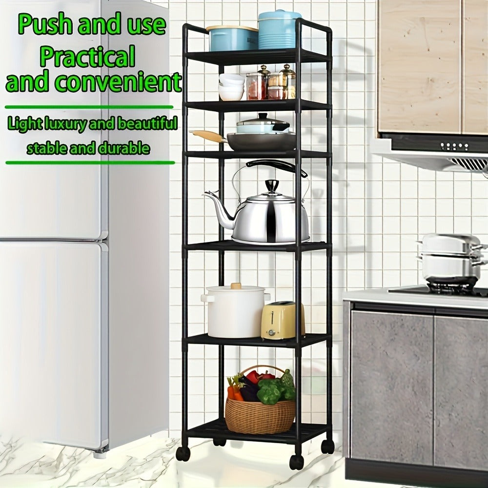 6-Tier Heavy Duty Storage Shelf Freestanding Metal Shelving Unit with Leveling Feet for Pantry Kitchen Garage Workshop - Space Saving Rack No Tools Required Easy Assembly Home Organization