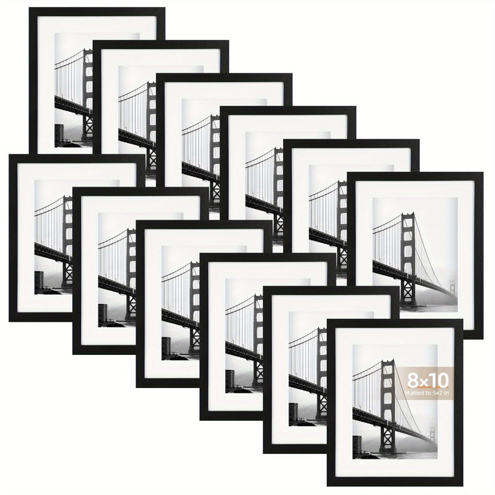 Picture Frames Set of 12/24 Black Multi Photo Frames Collage for Wall and Tabletop Display, 4x6 5x7 8x10 Inch Photo Board for Home School Office Halloween Christmas Decor