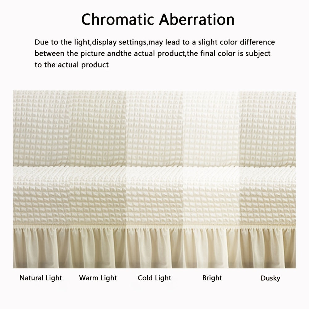 Seersucker Sofa Slipcover Elastic Band Closure Pet-Friendly All-Purpose Sofa Cover for Living Room Home Decor Protection ¡ª Single 2 4 Seater Multiple Colors
