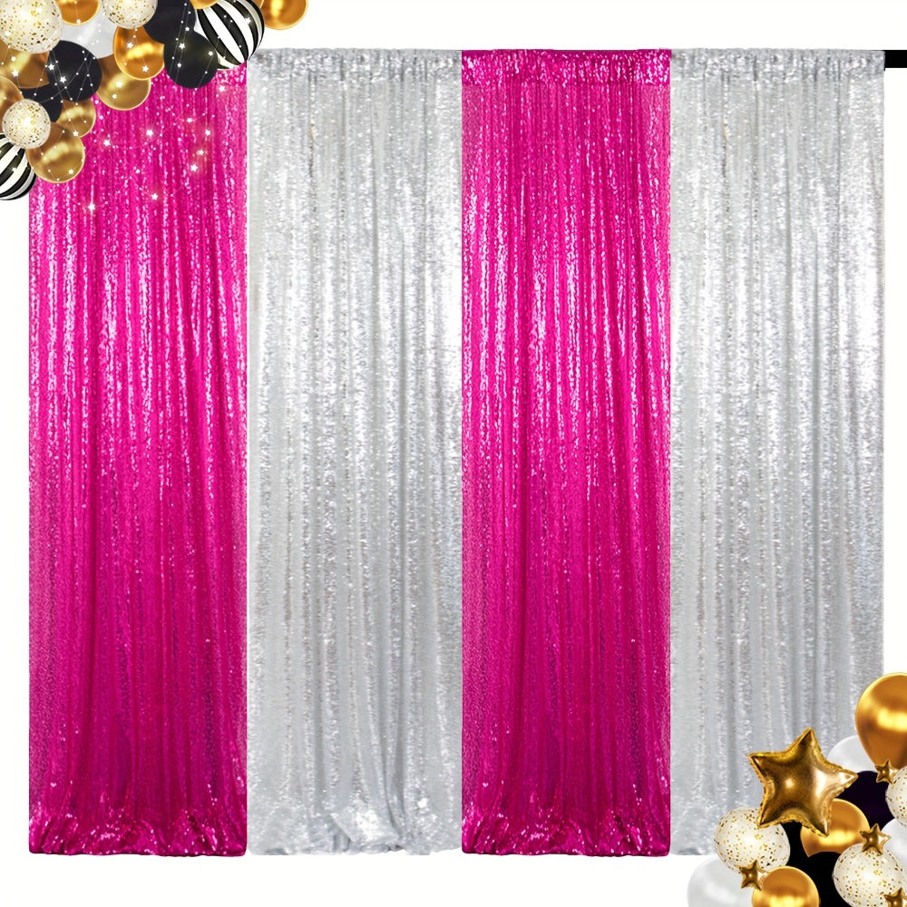 Sequin Backdrop Curtain 4 Panels 2FTx8FT ¨C Shimmer Glitter Background for Wedding Party Photo Booth Decoration