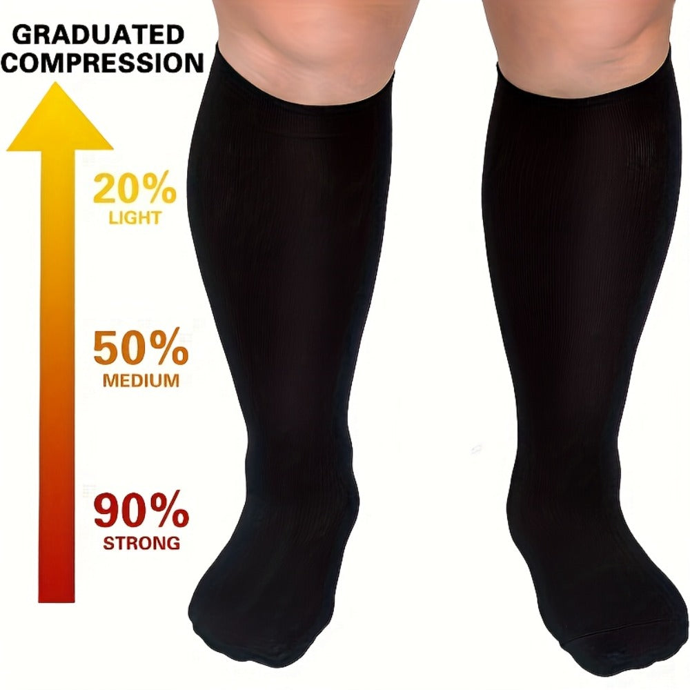 Plus Size Compression Socks 2 Pairs High Elasticity Sports Fitness Oversized Socks for Men Women 2XL 3XL 4XL 5XL 6XL 7XL Running Athletic Support