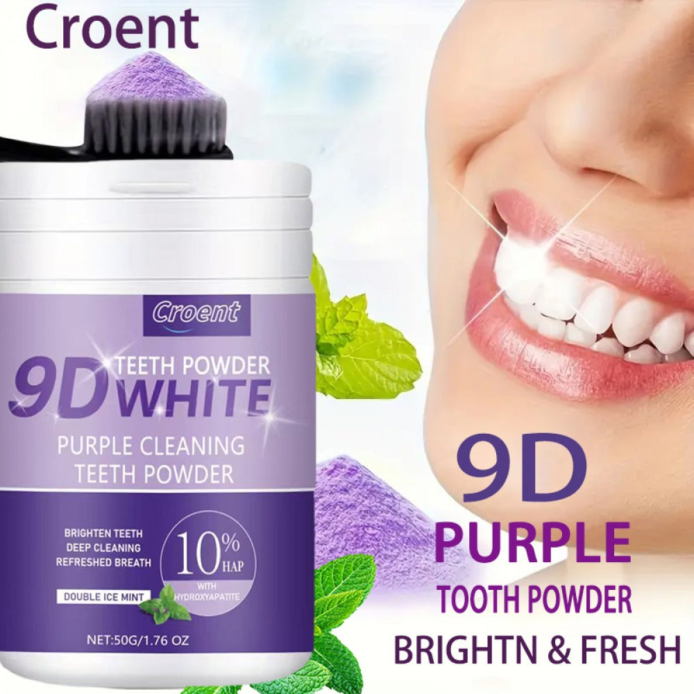 Purple Teeth Whitening Powder - 9D Color Correcting Tooth Powder for Brightening, 360¡ã Deep Cleansing & 12H Fresh Breath, 50g Natural Dental Whitening Powder by Brushing Only