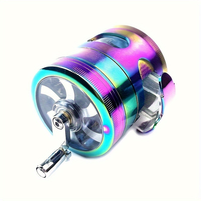 Spice Grinder 4-Layer Hand Crank Metal Herb Grinder ¨C Colorful Rainbow Multifunctional Spice Crusher for Kitchen, Manual Spice Mill, Kitchen Gadget Gift