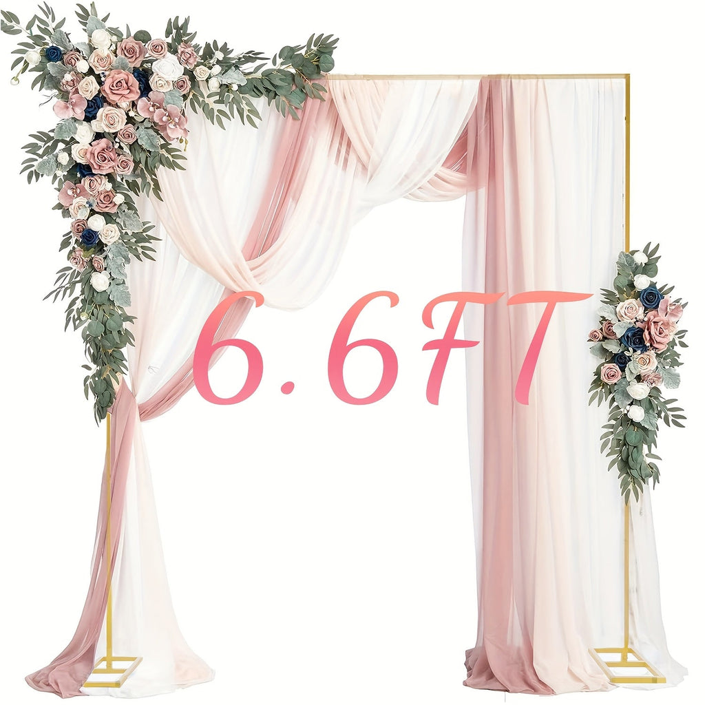 Backdrop Stand Heavy Duty Golden Adjustable Pipe Drape Kit Square Metal Arch Party Frame for Wedding Birthday Banquet Photo Booth