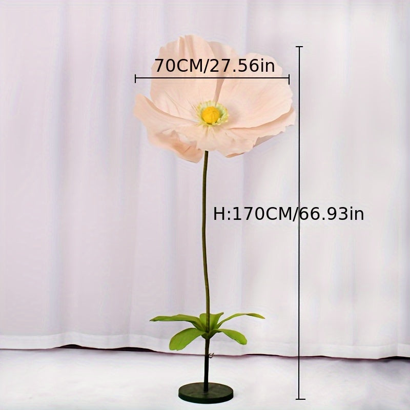 Giant Paper Poppy Artificial Flower - Super Large Floor Standing Fake Flower for Wedding Backdrop, Shop Window Display, Event & Party Decoration, Paper Art Floral Decor, Multiple Colors