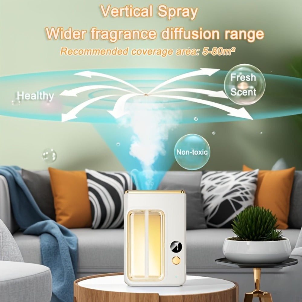 Essential Oil Aromatherapy Diffuser Set ¨C Mini Humidifier with 7 Spray Levels, 1/4/8 Hour Timer, 5.07oz Capacity, Room Decor Scent Diffuser with Hilton, Gardenia, Ocean & Shangri-La Oils