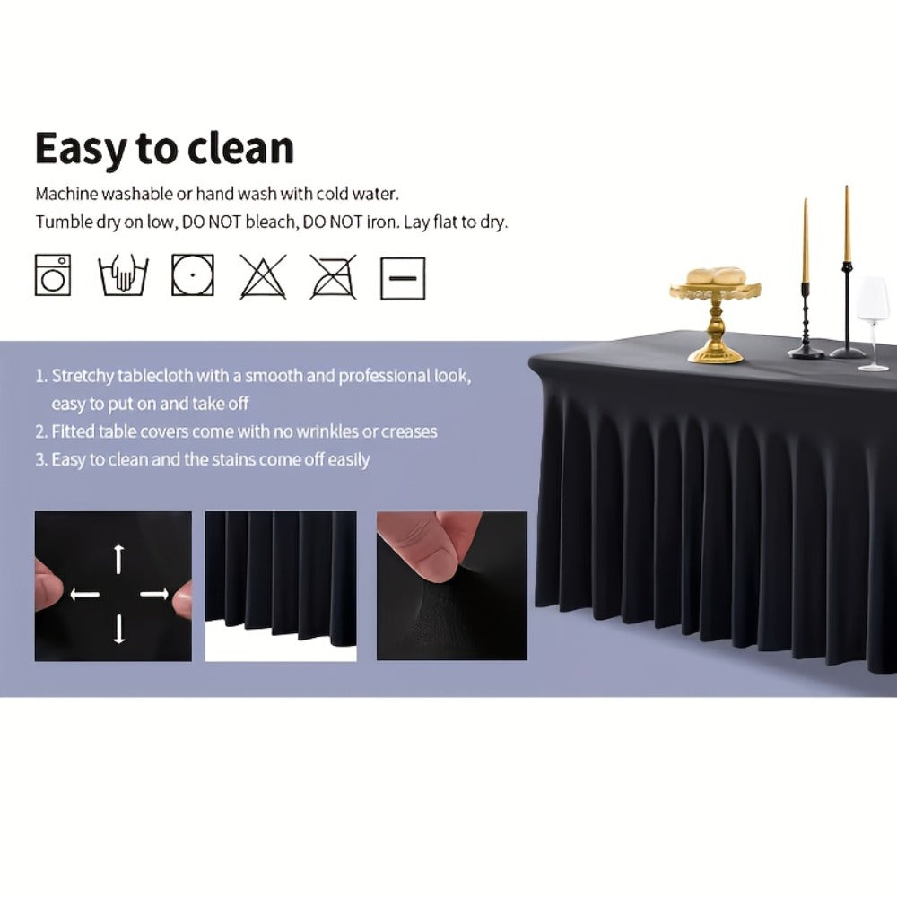 Tablecloth with Skirt for Rectangular Tables ¨C Anti-Wrinkle Table Cover in Black, White & Red, Elegant Table Skirt for Wedding, Birthday, Christmas, Halloween, Thanksgiving & Party Events, 1 or 2 Pack