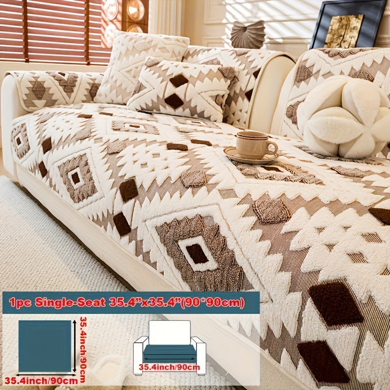 Thick Plush Sofa Cover Non-Slip Pet Friendly Machine Washable Couch Slipcover Furniture Protector for Living Room Bedroom Office Armrest to 4-Seat Multiple Colors
