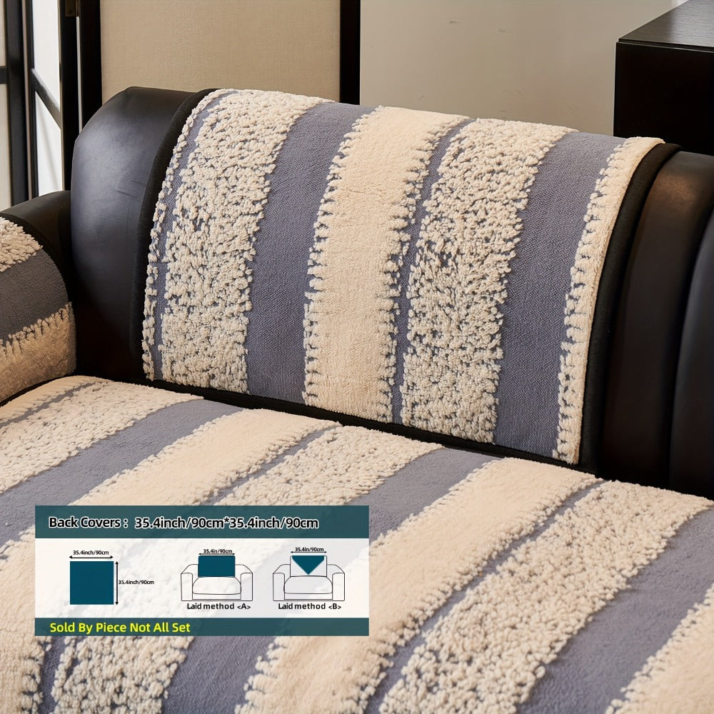 Sofa Cover Plush Jacquard Thick Non-Slip Couch Protector - Pet Friendly Furniture Cover for Living Room Bedroom Office, Machine Washable Retro Style Sofa Slipcover, Loveseat & 4-Seater, Black Grey Green Coffee