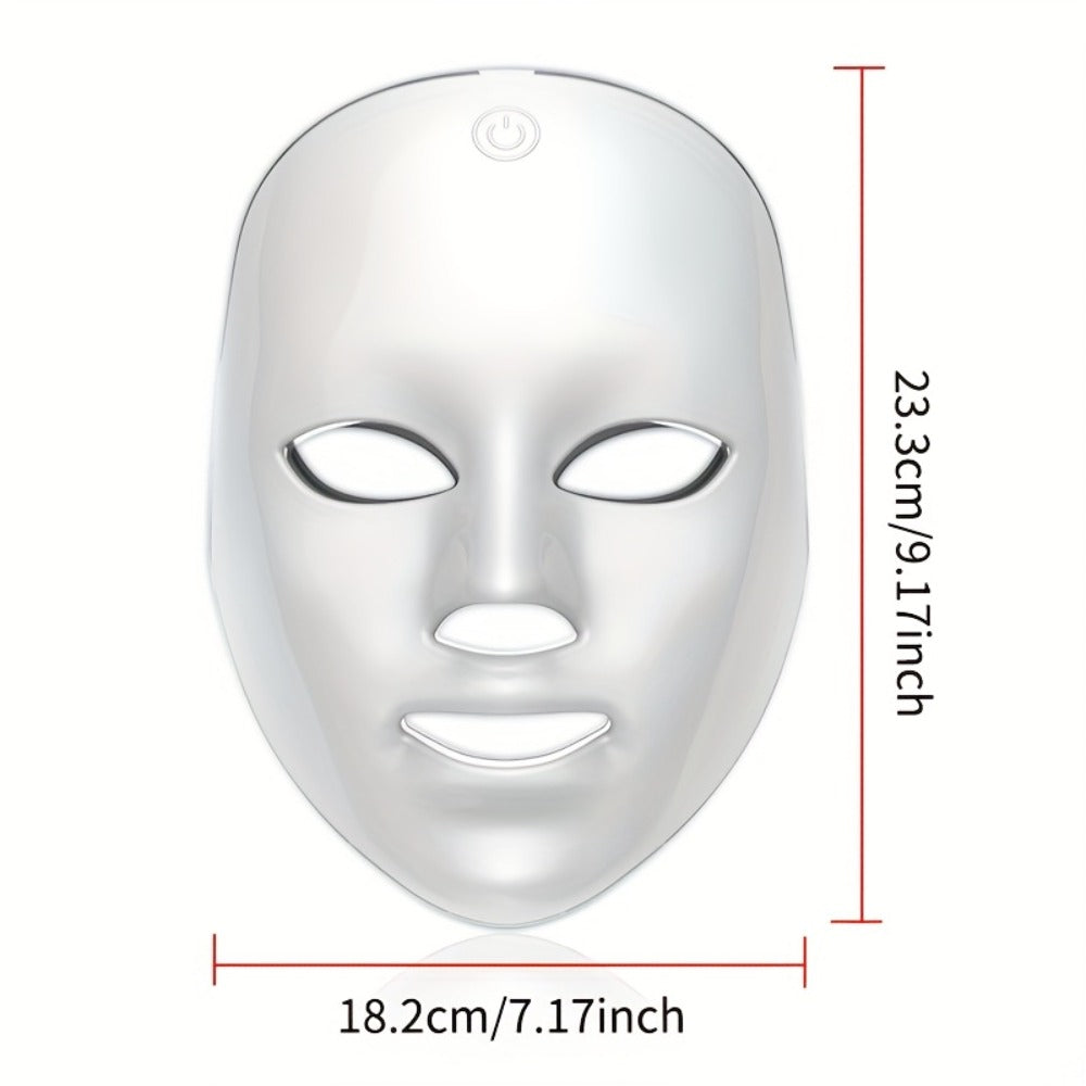 LED Light Therapy Facial Mask Device 7 Color Photon Skin Rejuvenation Face Care Beauty Tool USB Rechargeable Anti-Aging Wrinkle Acne Treatment Home Spa Gift