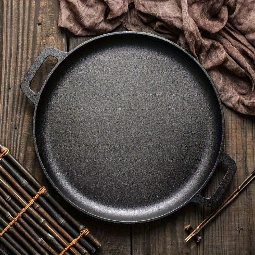 Pre-Seasoned Cast Iron Pan Set - Non-Stick Multifunctional Skillet for Pizza Home Kitchen Outdoor Cooking, Even Heating Compatible with All Stoves, 1/2/3 Piece Options