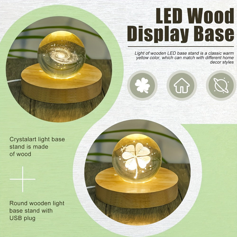 LED Light Base Wooden Display Stand 16 Pack USB Powered Warm White Light Base for 3D Crystal Glass Resin Art Trophy Figurine Night Light Display Pedestal Party Favor Gift Wood Color