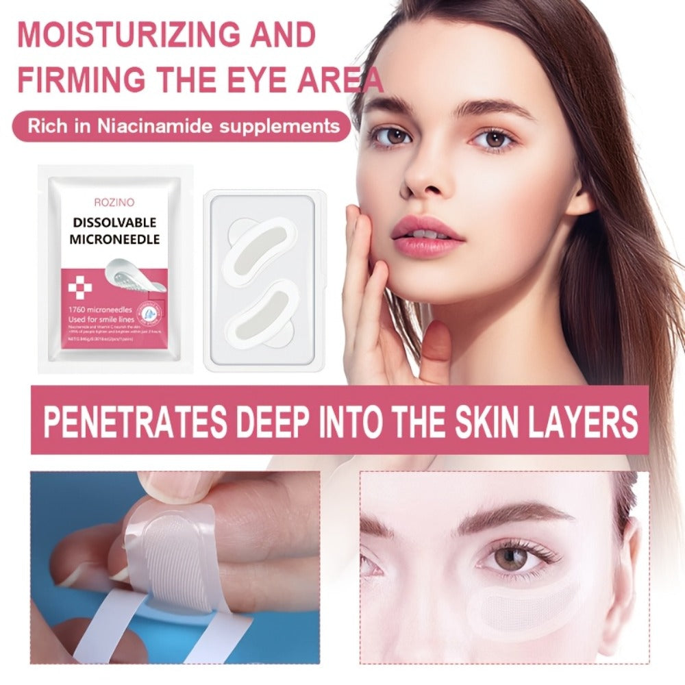 Microneedle Patches Hyaluronic Acid Niacinamide Dissolving Face Patches for Forehead Smile Lines Eye Area Deep Moisturizing Skin Smoothing Brightening Treatment 8pcs