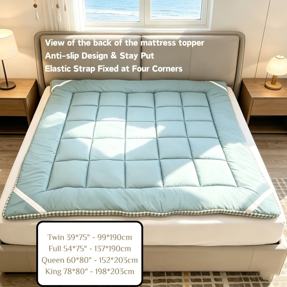 Quilted Mattress Topper Fluffy Flannel Bubble ¨C Breathable Fiber Fill Foldable Sleeping Pad 2.36¨C3.15¡± Thick for Twin Full Queen King Bed
