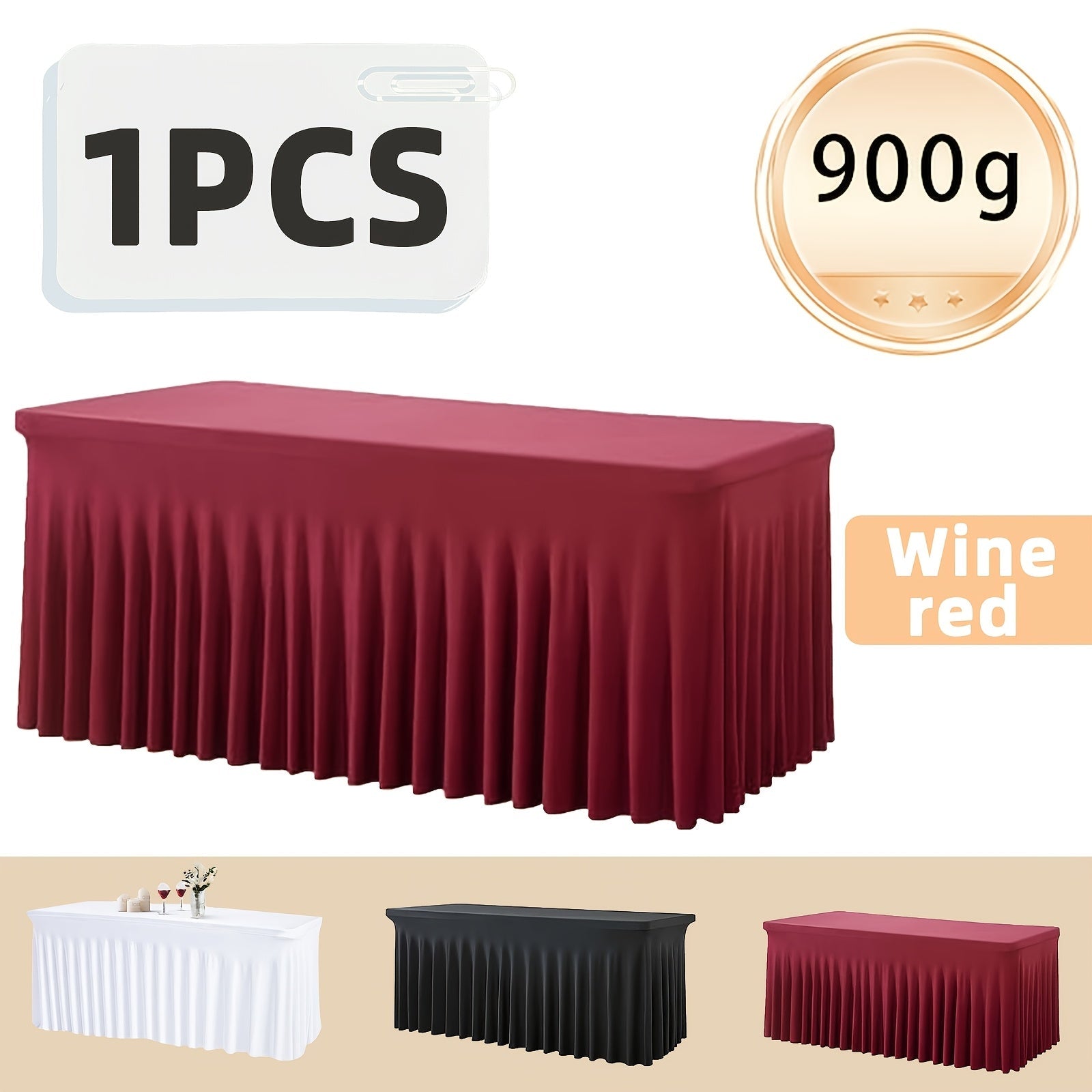 Tablecloth with Skirt for Rectangular Tables ¨C Anti-Wrinkle Table Cover in Black, White & Red, Elegant Table Skirt for Wedding, Birthday, Christmas, Halloween, Thanksgiving & Party Events, 1 or 2 Pack